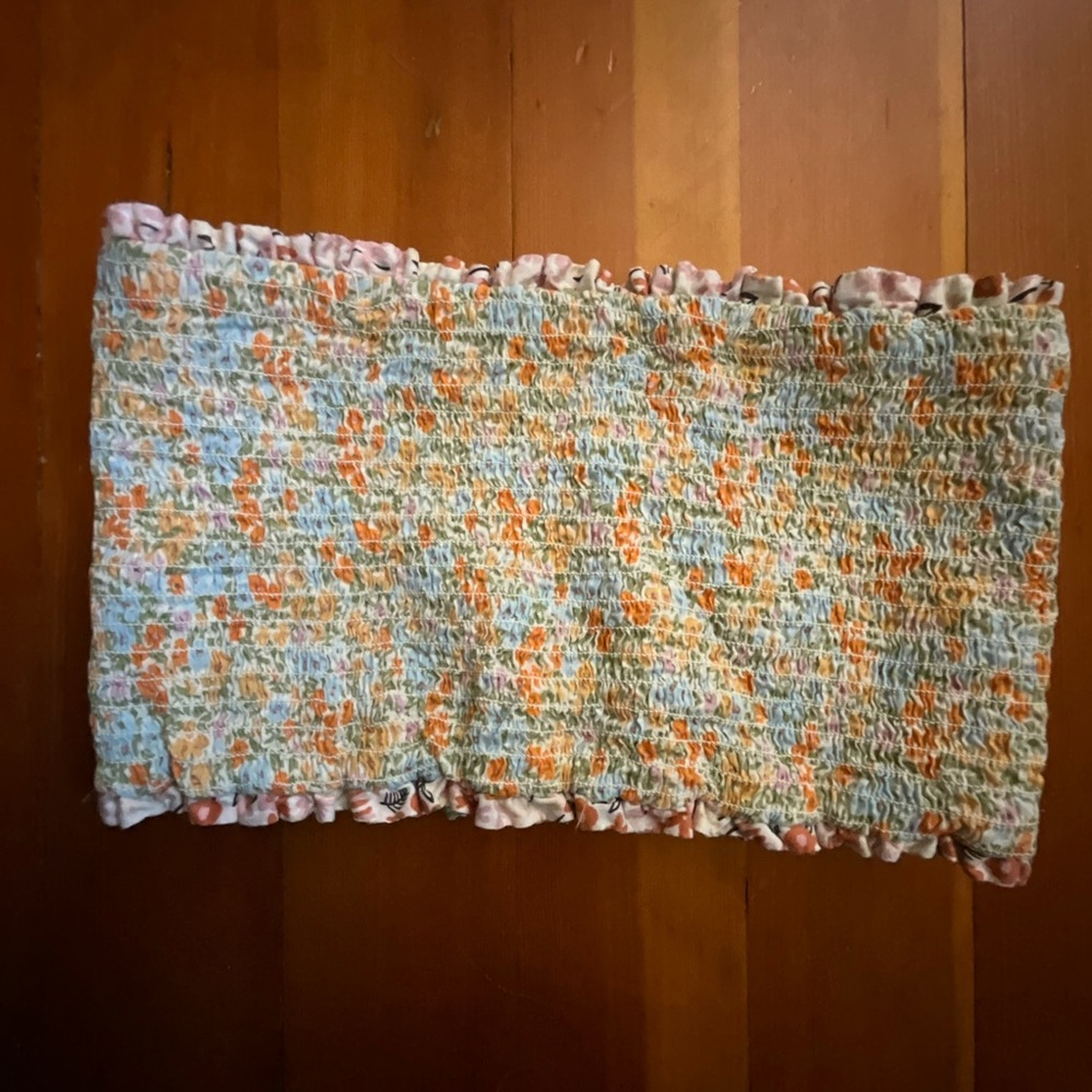 American Eagle Outfitters Floral Smocked Bandeau Top